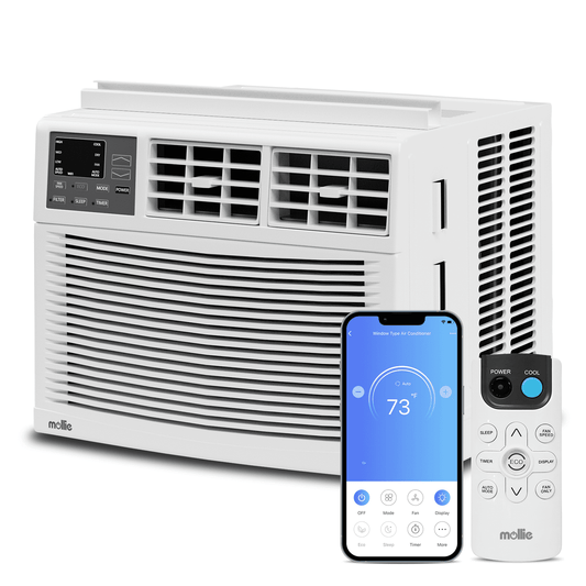 mollie 8.000 BTU WIFI Window Air Conditioner. Energy Saving AC Unit with Remote & App Control & Timer Function. Cools Up to 350 Square Feet. 115V/60Hz. White