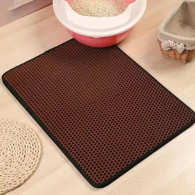 Double Layer Waterproof Cat Litter Mat Coffee 55X75CM